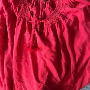 RW&CO. Boho Cotton Smocked Peasant Sleeve Top L